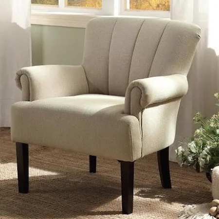Transitional Accent Chair with Tufted Fan Back